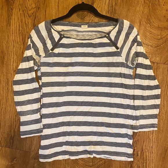J. Crew Striped Top with Zippers, Medium - Picture 1 of 2